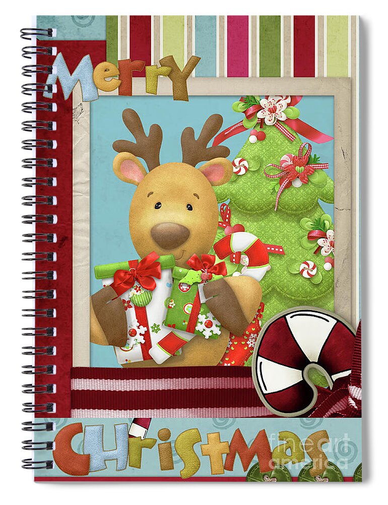 Christmas Spiral Notebook featuring the digital art Jolly Christmas by Olga Hamilton