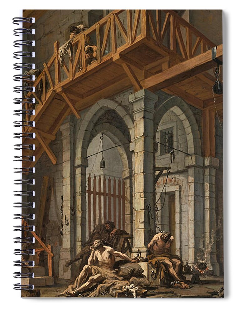 Alessandro Magnasco Spiral Notebook featuring the painting Joseph interprets the Dreams of the Pharaoh's Servants whilts in Jail by Alessandro Magnasco