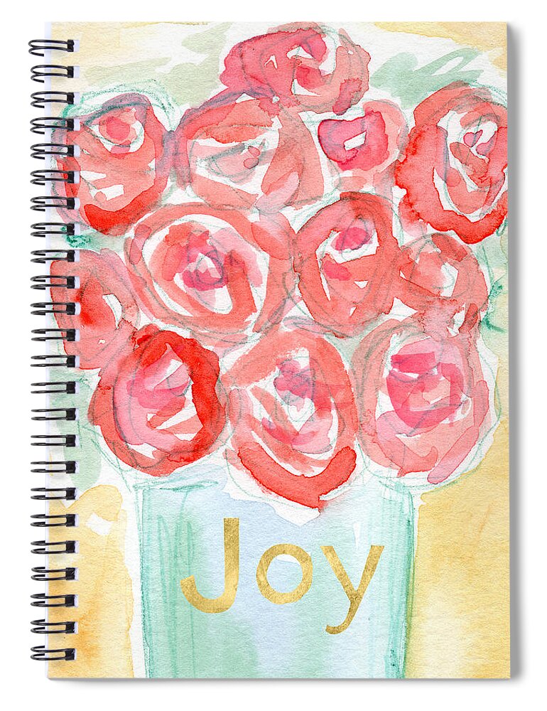 Roses Spiral Notebook featuring the painting Joyful Roses- Art by Linda Woods by Linda Woods