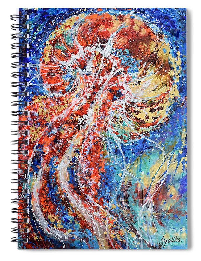 Jellyfish Spiral Notebook featuring the painting Joyous Jellyfish by Jyotika Shroff