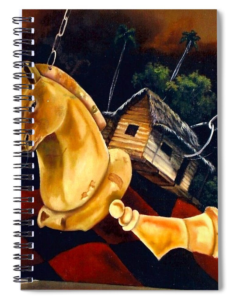 Chess Pieces Spiral Notebook featuring the painting Juego Fatal by Carlos Rodriguez