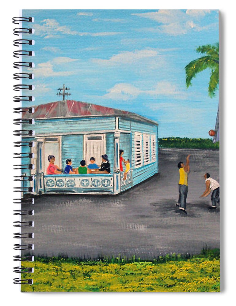 Puerto Rico Spiral Notebook featuring the painting Juegos De Mi Infancia by Gloria E Barreto-Rodriguez