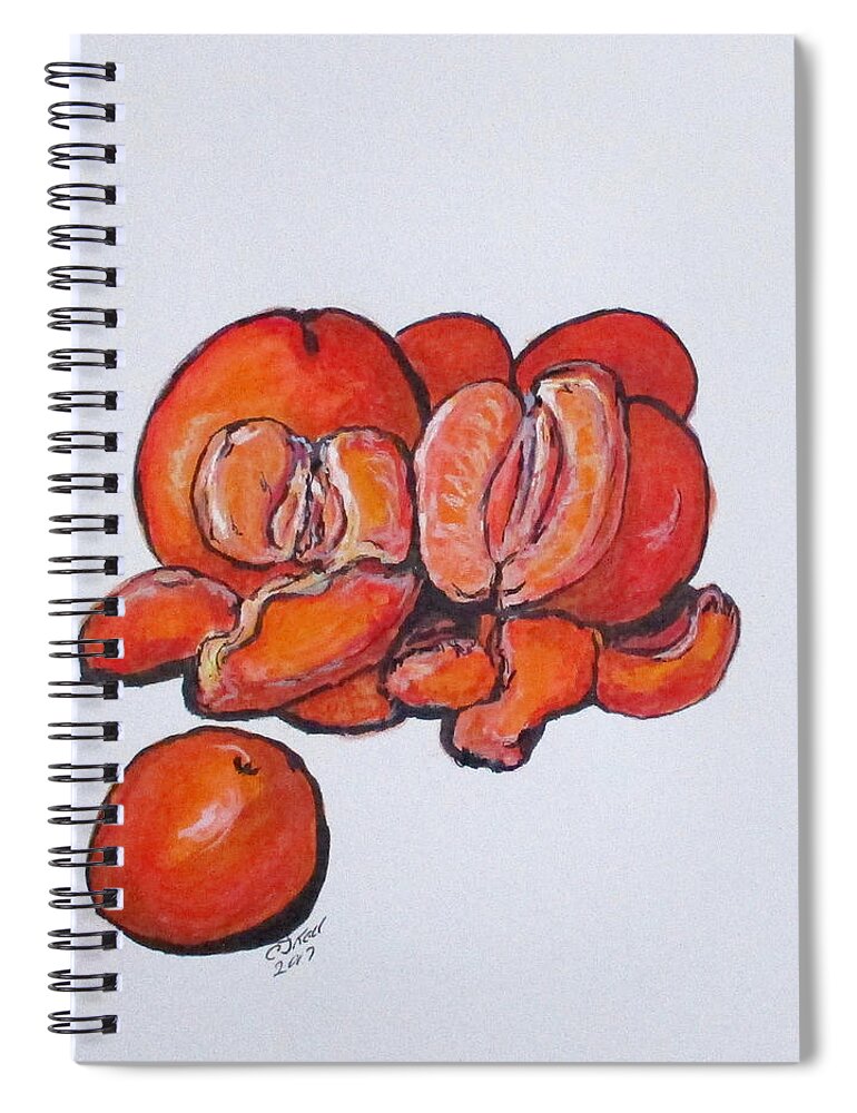 Fruit Spiral Notebook featuring the painting juicy Tangerines by Clyde J Kell