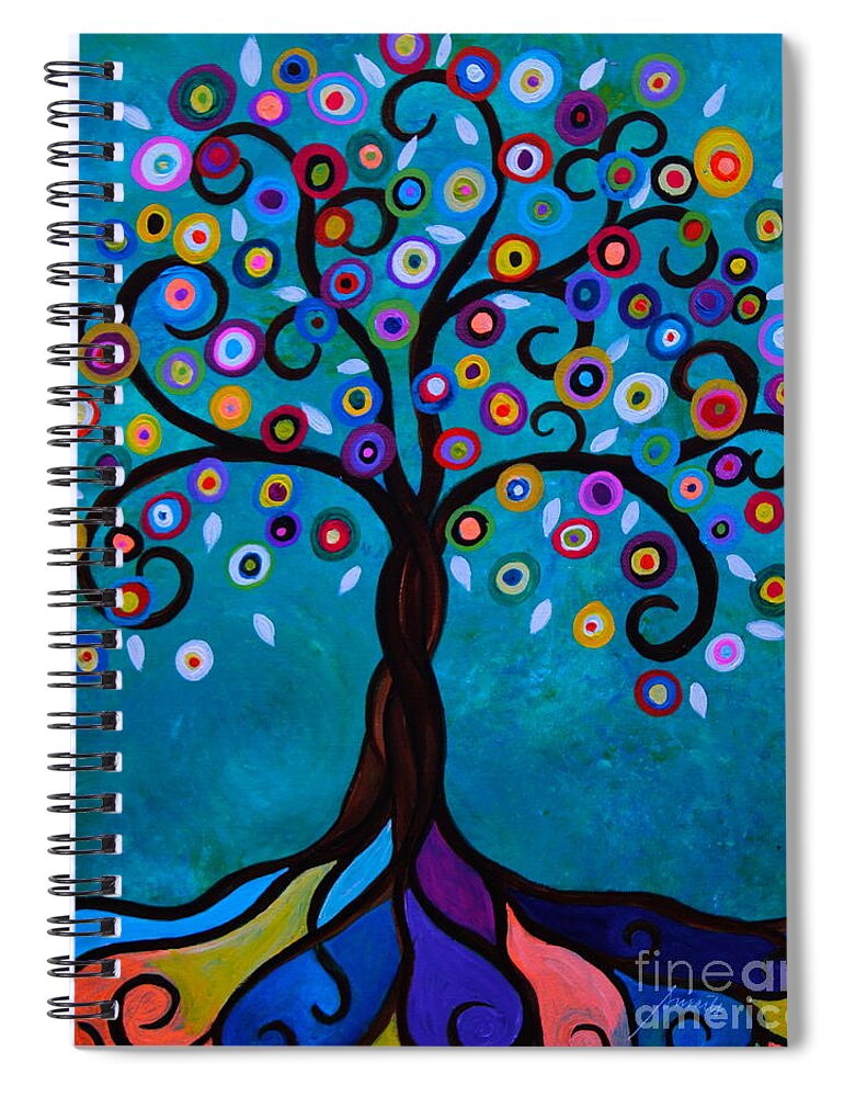 Julianne's Tree Spiral Notebook featuring the painting Juju's Tree by Pristine Cartera Turkus