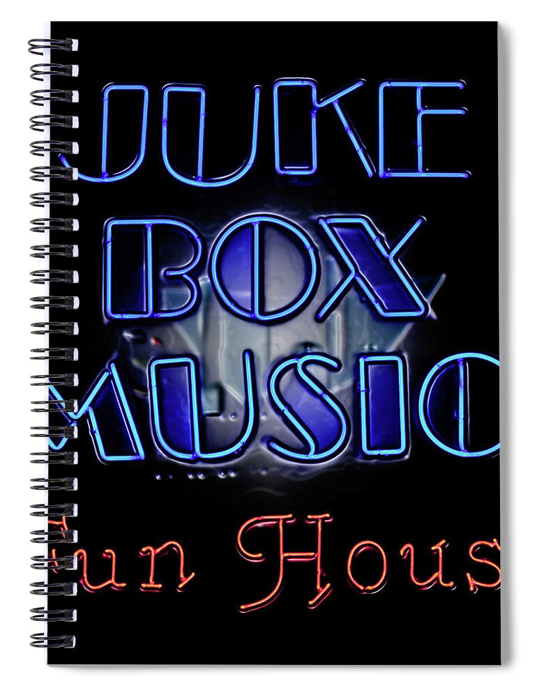 Fun Spiral Notebook featuring the photograph Juke Box Neon by David and Carol Kelly