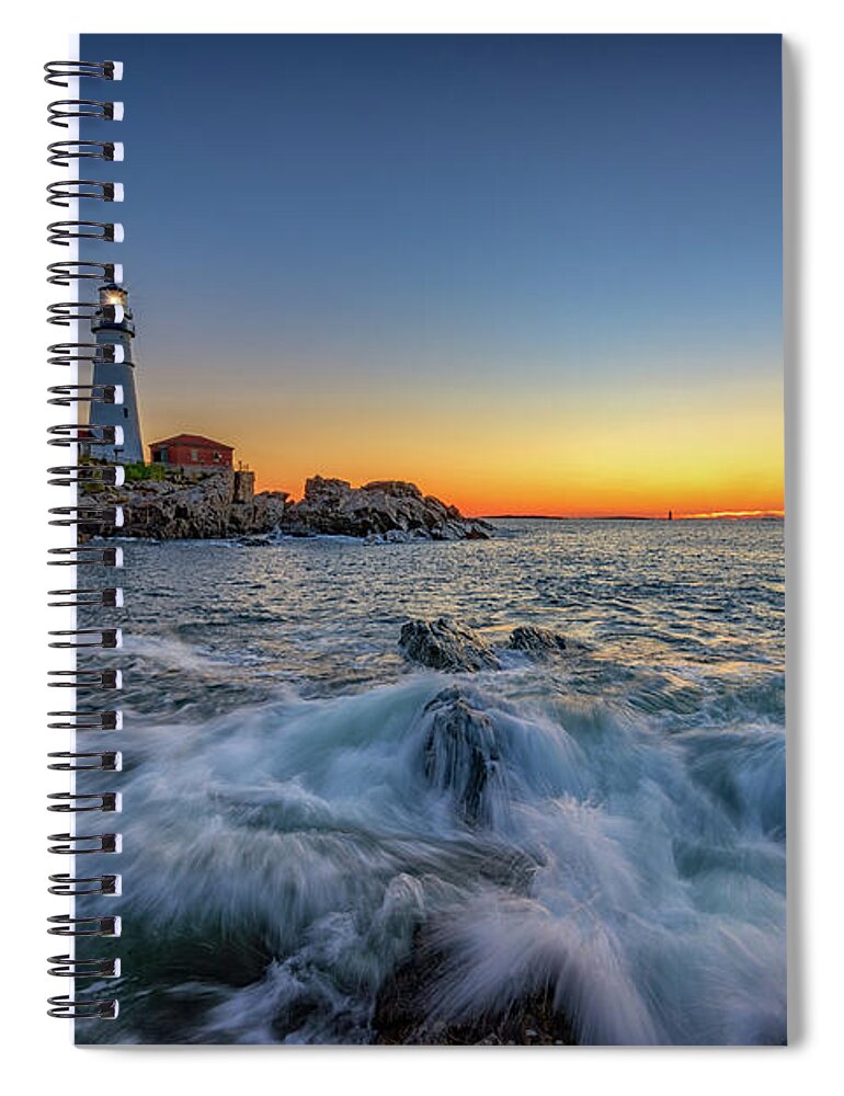 Portland Head Lighthouse Spiral Notebook featuring the photograph July Sunrise at Portland Head by Rick Berk