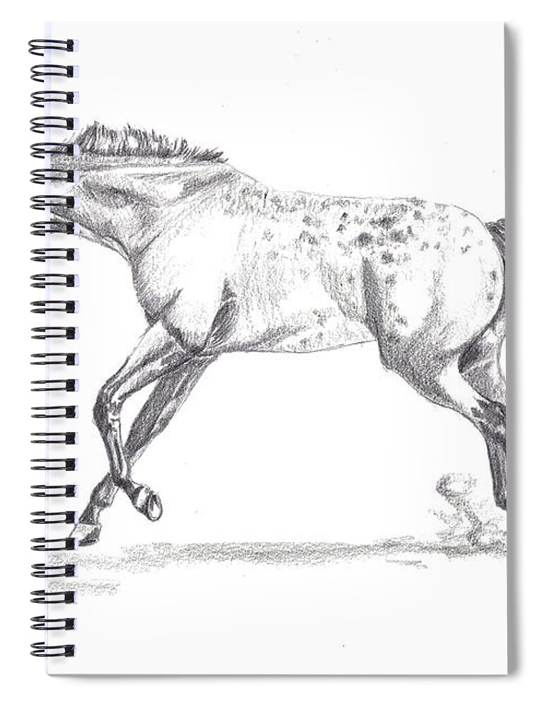 Equine Spiral Notebook featuring the drawing Jumping Around by Kate Black