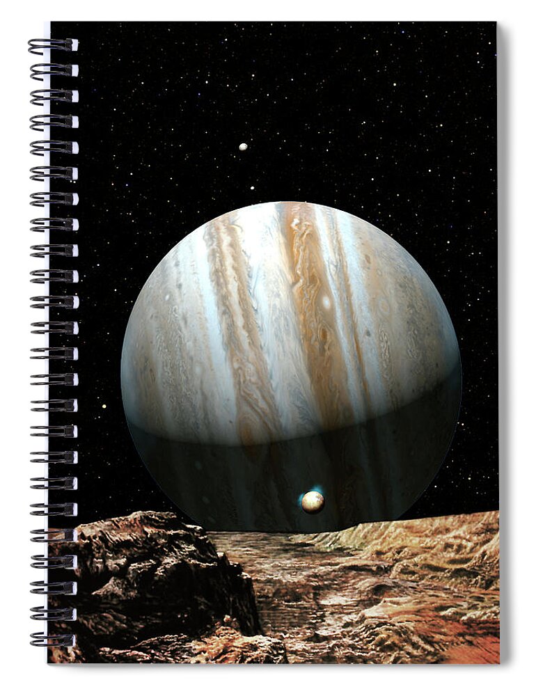 #faatoppicks Spiral Notebook featuring the painting Jupiter Seen From Europa by Don Dixon