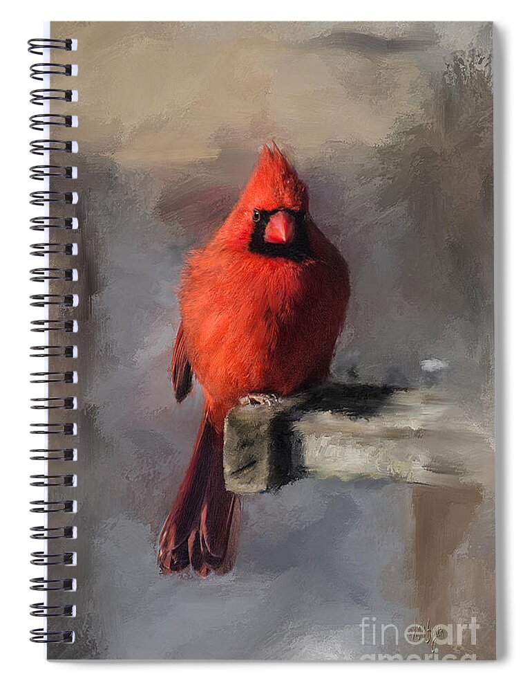Cardinal Spiral Notebook featuring the digital art Just An Ordinary Day by Lois Bryan