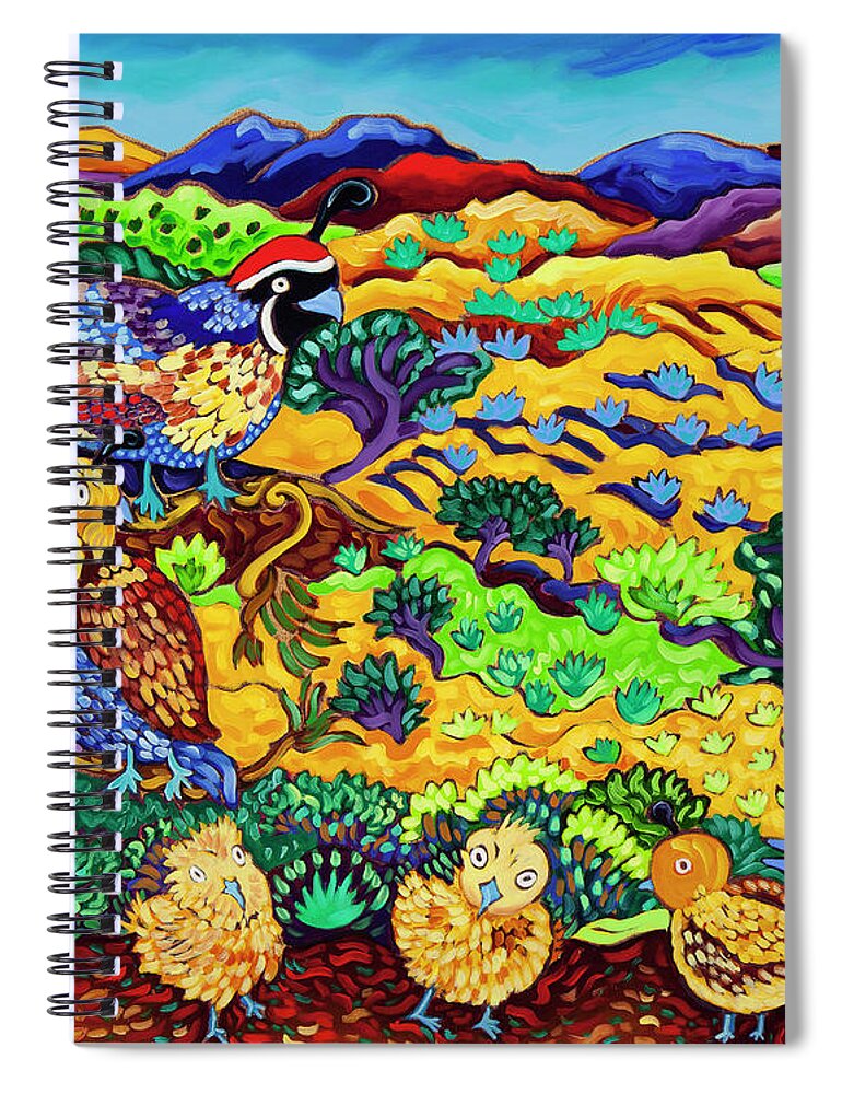 Quail Spiral Notebook featuring the painting Just Me and a Covey by Cathy Carey
