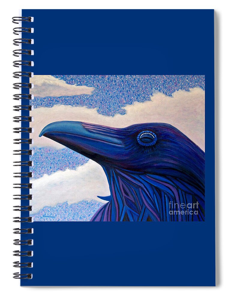 Raven Spiral Notebook featuring the painting Just Once by Brian Commerford