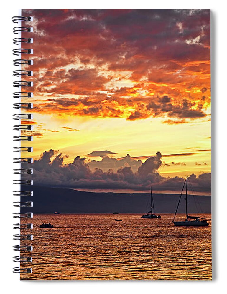 Nature Spiral Notebook featuring the photograph Ka'anapali Sunset Fire by Marcia Colelli