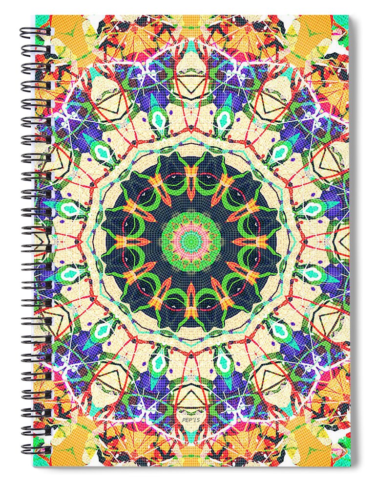 Kaleidoscope Spiral Notebook featuring the digital art Kaleidoscope of Textures by Phil Perkins