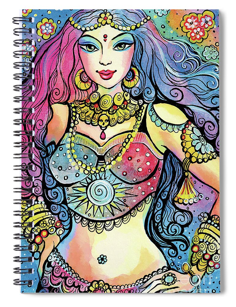Indian Goddess Spiral Notebook featuring the painting Kali by Eva Campbell