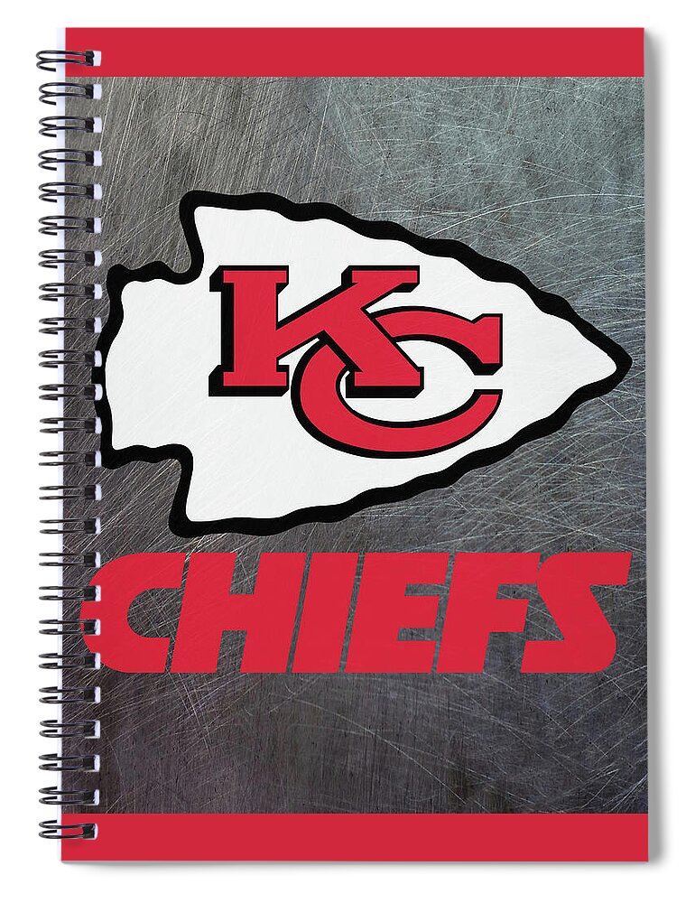Kansas City Chiefs Spiral Notebook featuring the mixed media Kansas City Chiefs on an abraded steel texture by Movie Poster Prints