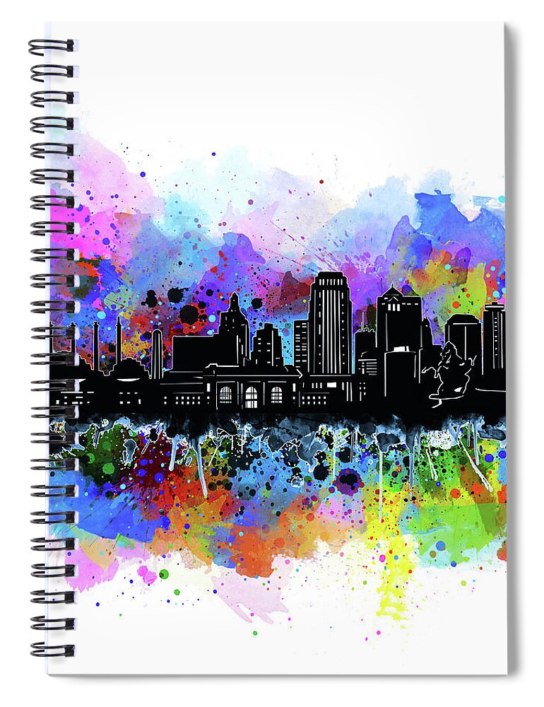 Kansas City Spiral Notebook featuring the digital art Kansas City Skyline Artistic 2 by Bekim M