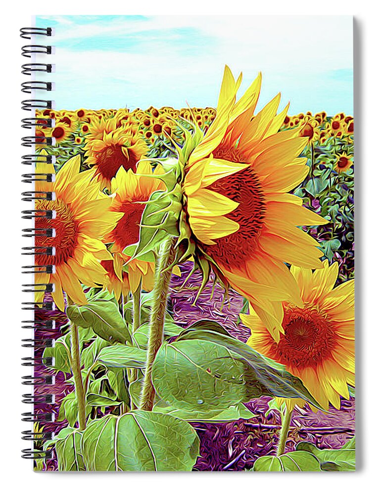 Nature Spiral Notebook featuring the photograph Kansas Sunflowers by Linda Carruth