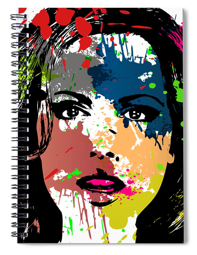 Kate Beckinsale Spiral Notebook featuring the digital art Kate Beckinsale Pop Art by Ricky Barnard
