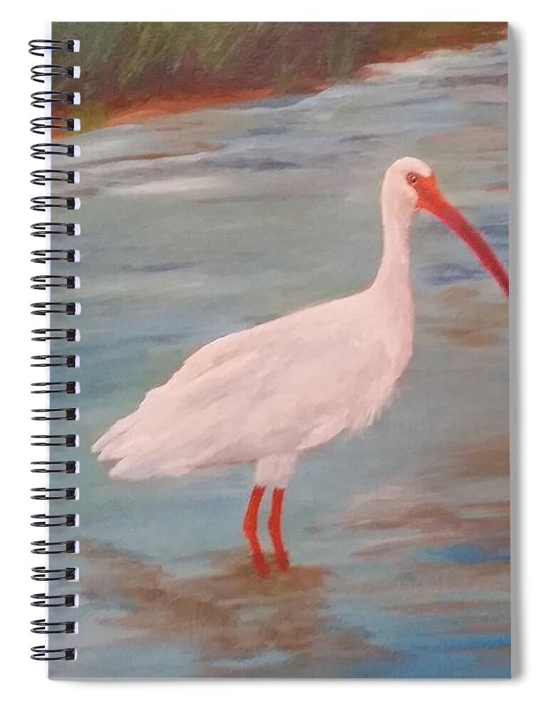 Ibis Spiral Notebook featuring the painting Kathy's Ibis by Mike Jenkins