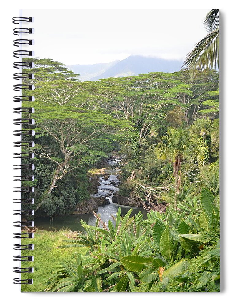 Kauai Spiral Notebook featuring the photograph Kauai Hindu Monastery River Valley 1 by Amy Fose