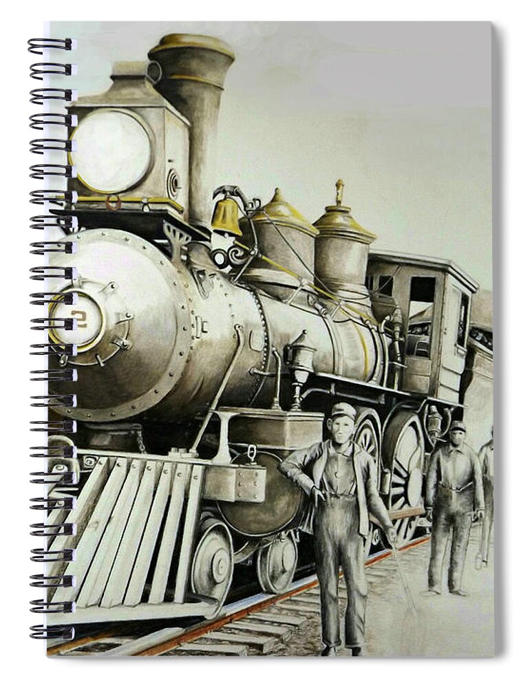 Train Spiral Notebook featuring the drawing Kentucky Iron Horse by David Neace