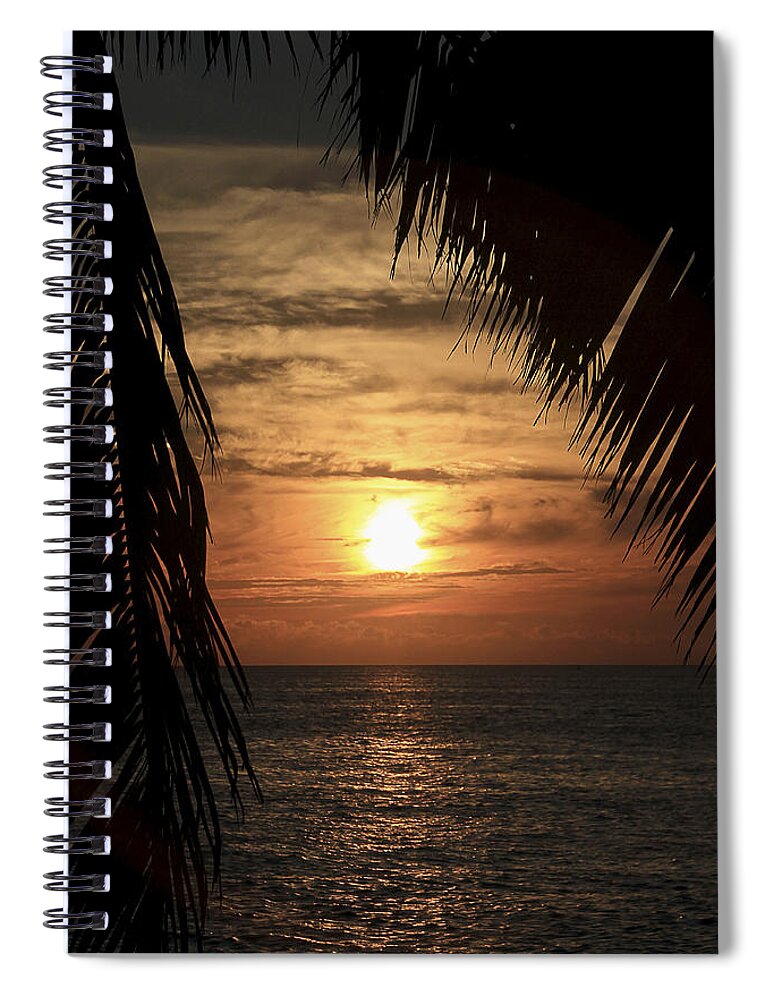 Silhouette Spiral Notebook featuring the photograph Key West Palm Sunset 2 by Bob Slitzan