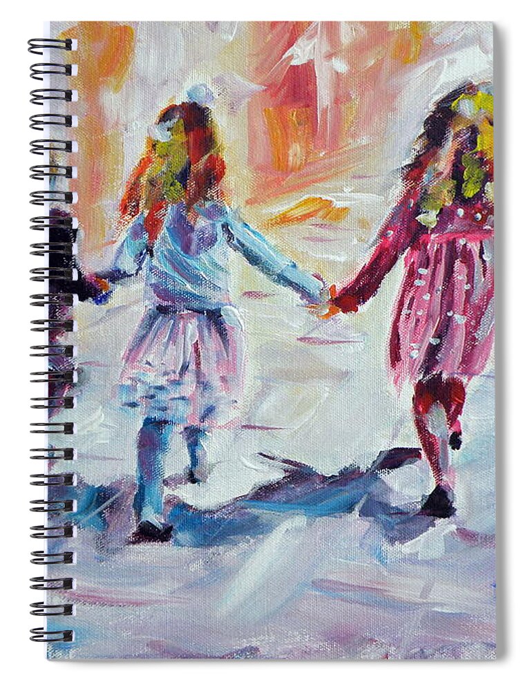 Kids Spiral Notebook featuring the painting Kids by Kovacs Anna Brigitta