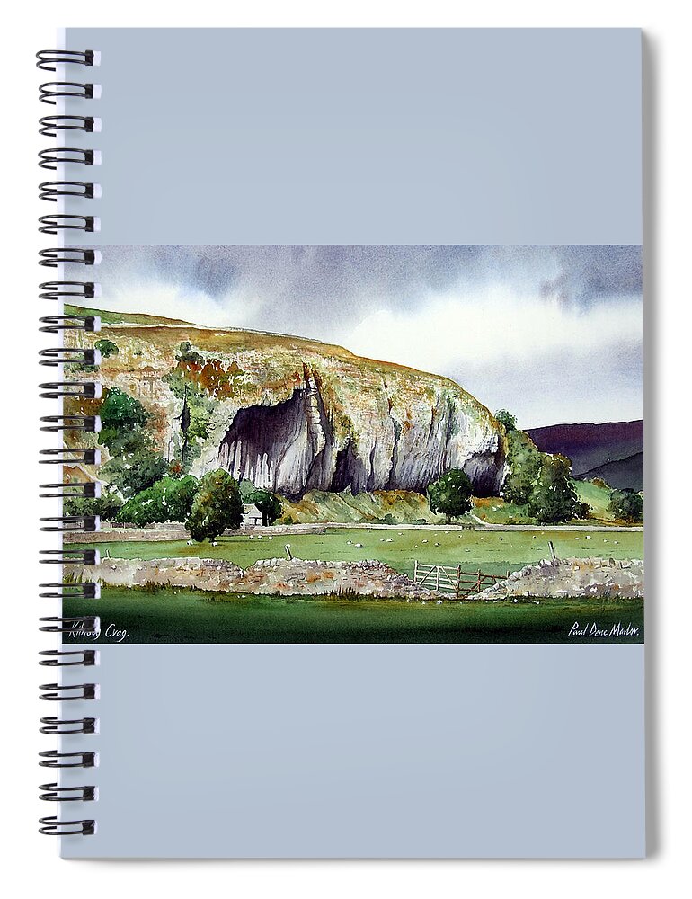 Landscape Spiral Notebook featuring the painting Kilnsey Crag by Paul Dene Marlor