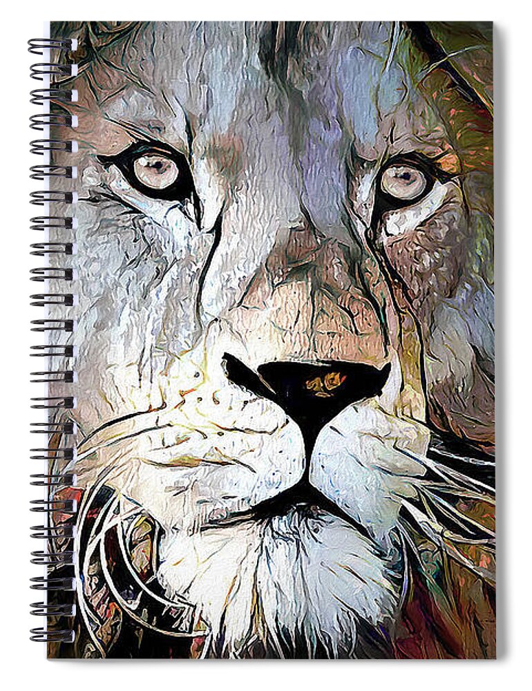 Lion Spiral Notebook featuring the digital art King Of The Jungle by Pennie McCracken
