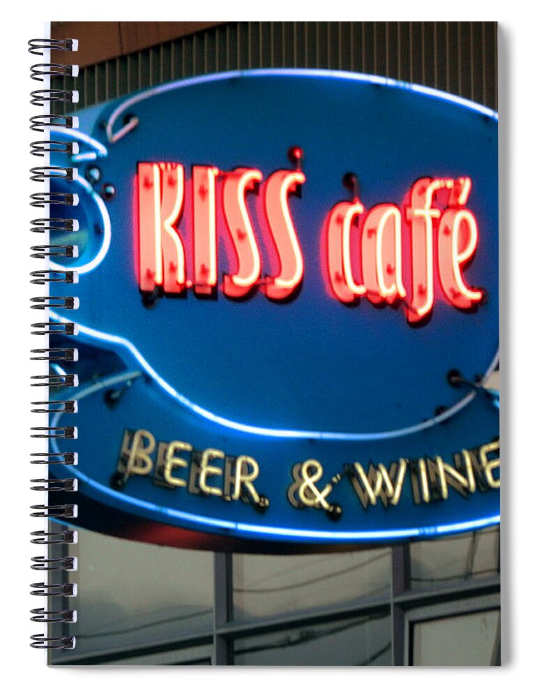 Urban Spiral Notebook featuring the photograph Kiss Cafe by Kathleen Grace