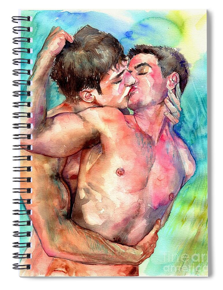 Love Spiral Notebook featuring the painting Kiss in the Light by Suzann Sines
