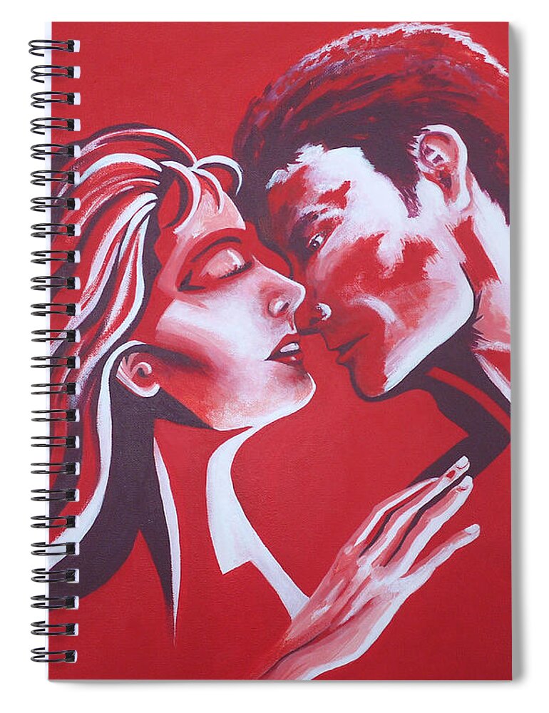 Kiss Spiral Notebook featuring the painting Kiss by Julia Underwood