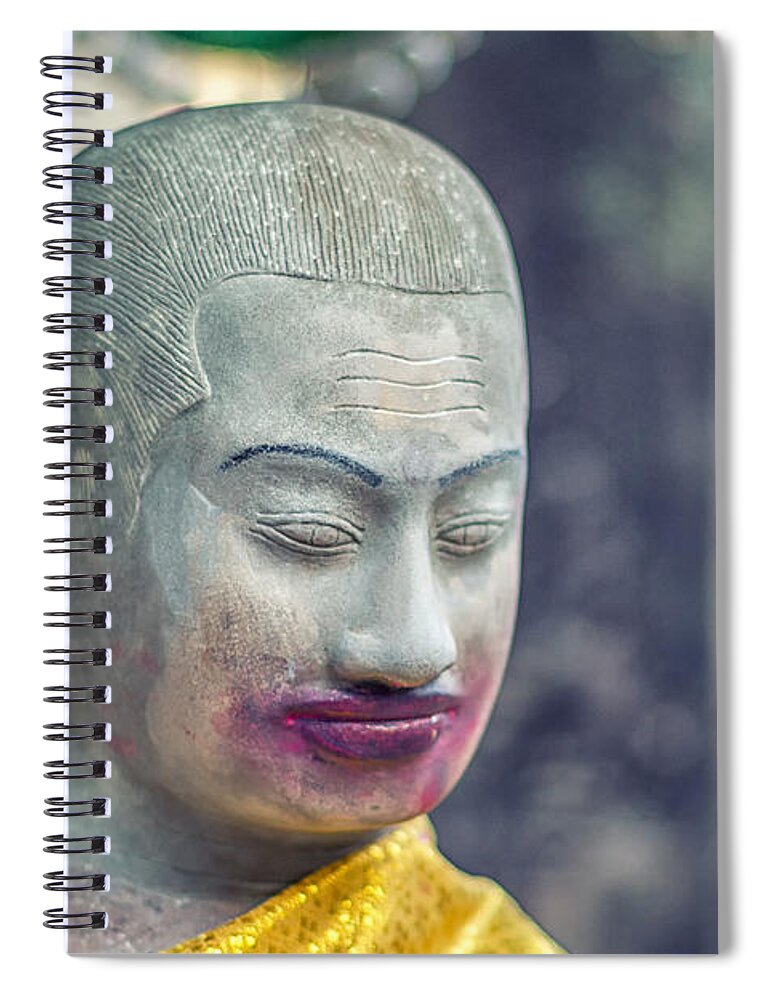 Religion Spiral Notebook featuring the photograph Kissing Buddha Angkor Wat by Stelios Kleanthous