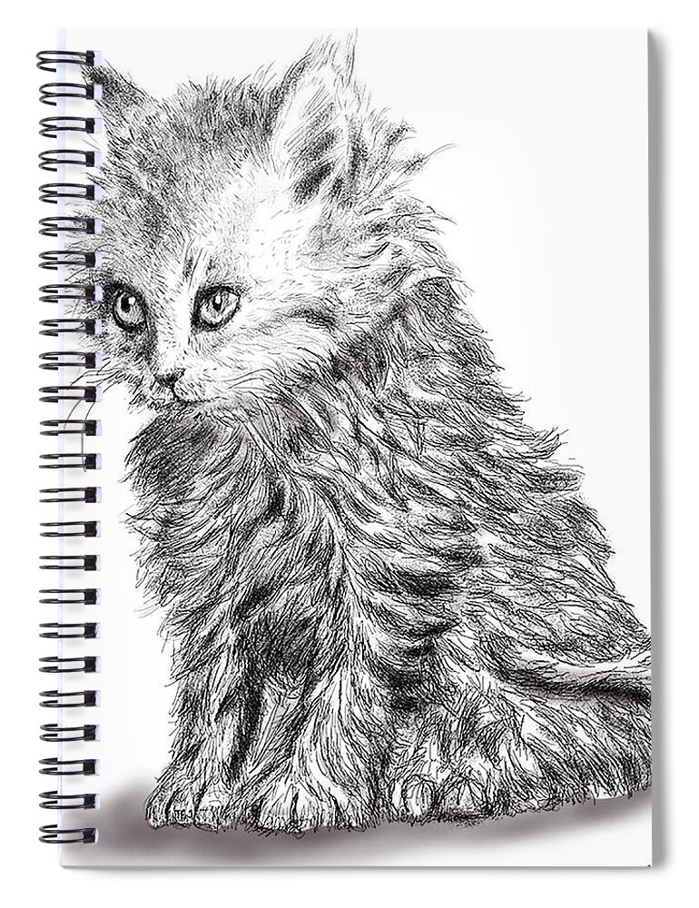 Sketch Spiral Notebook featuring the digital art Kitten #1 by ThomasE Jensen