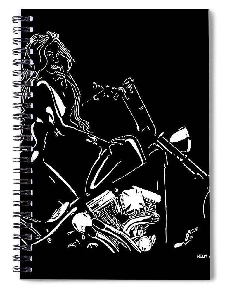  Sex Photographs Spiral Notebook featuring the drawing Kitty-Kitty by Mayhem Mediums
