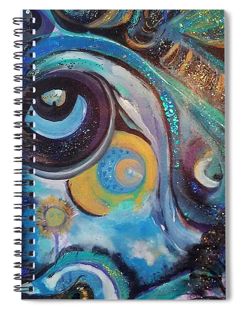Eye Spiral Notebook featuring the painting Kitty Visions by Tracy Mcdurmon