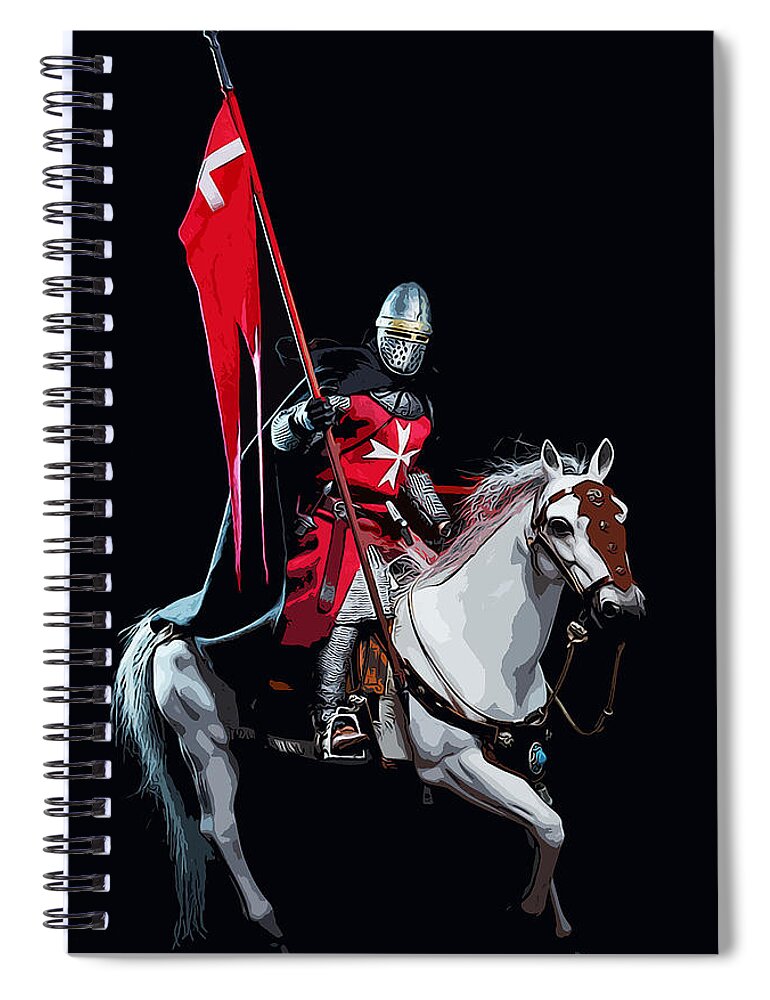 Knight Hospitaller Spiral Notebook featuring the painting Knight Hospitaller by AM FineArtPrints