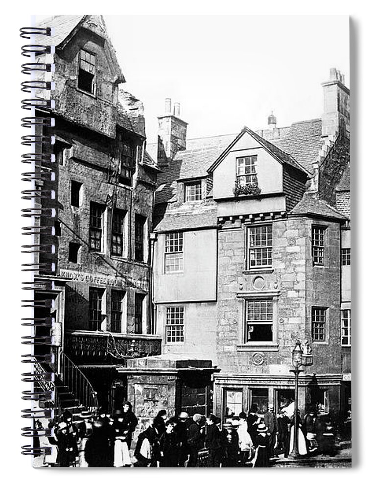 James Valentine Spiral Notebook featuring the photograph John Knox House by Lee Santa