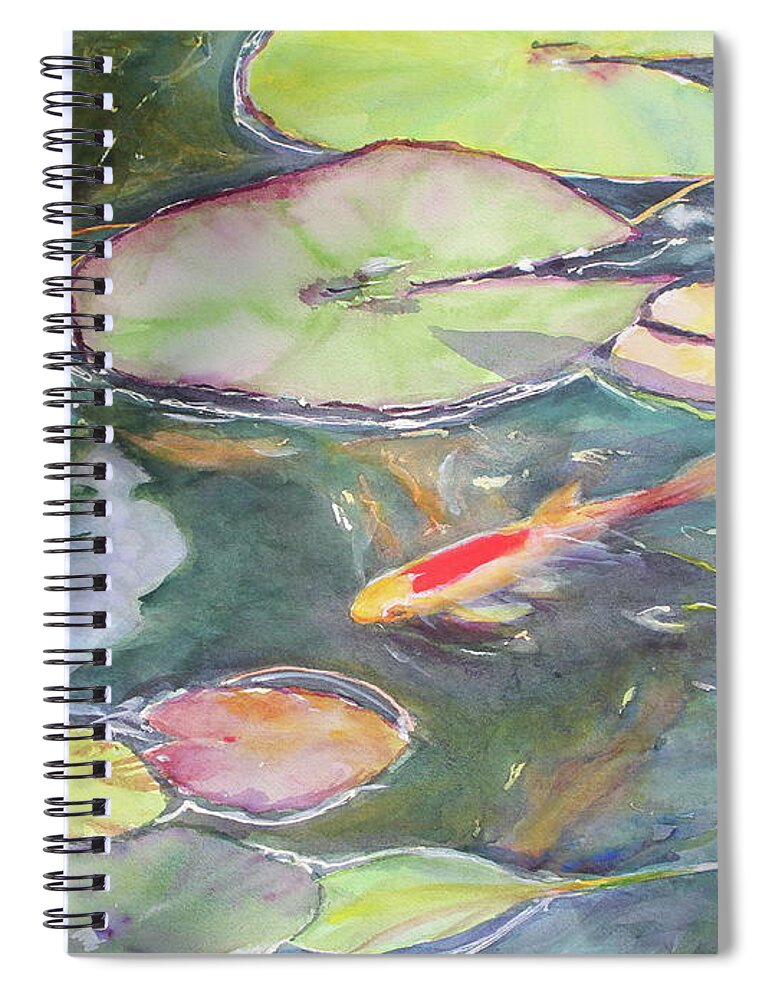 Feng Shui Spiral Notebook featuring the painting Koi Pond 2 by Madeleine Arnett