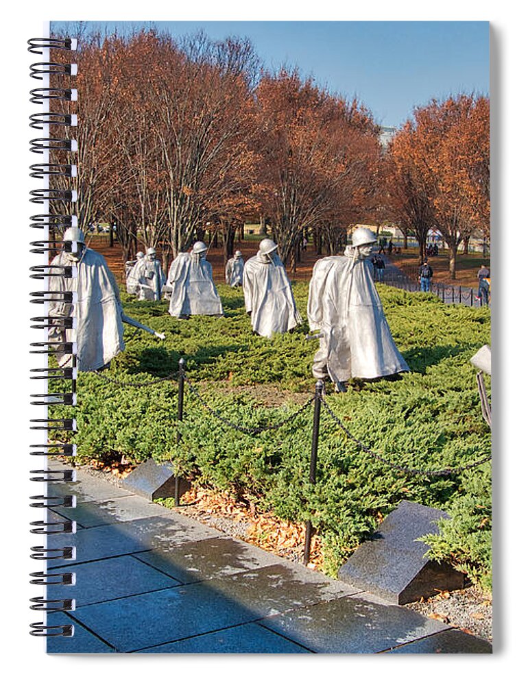 Korea Spiral Notebook featuring the photograph Korean War Memorial by Farol Tomson