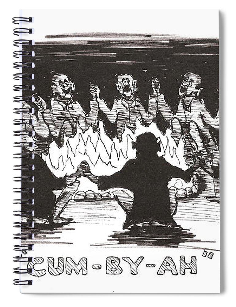 Feral Spiral Notebook featuring the drawing Kumbaya by R Allen Swezey