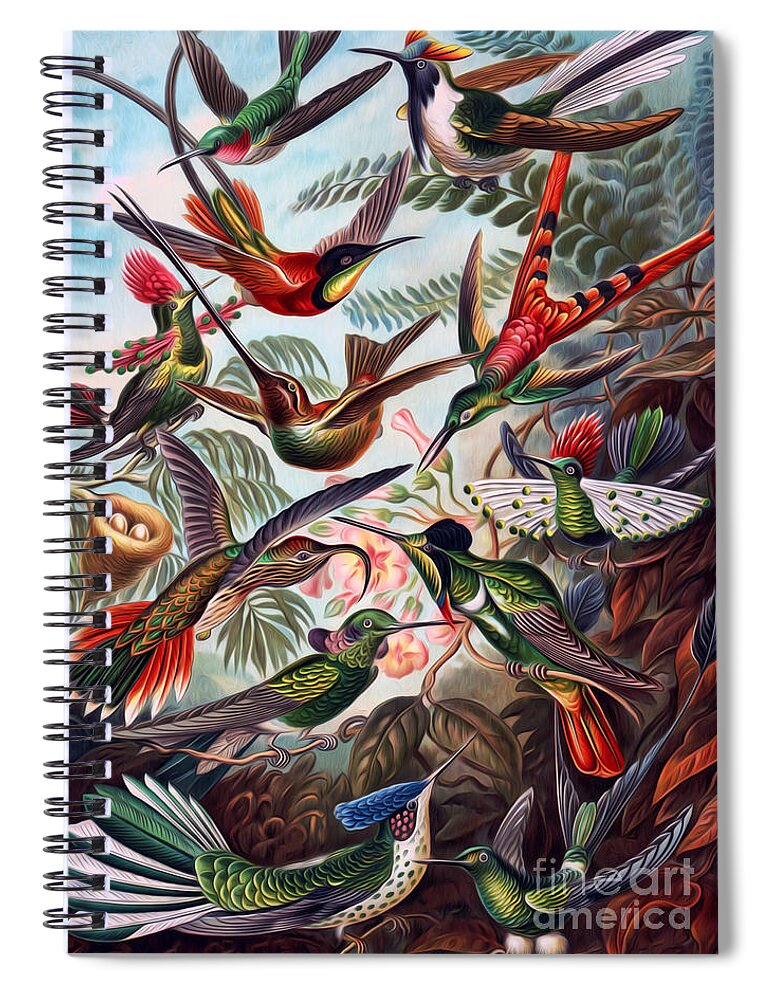 Kunstformen Der Natur Spiral Notebook featuring the digital art Kunstformen Der Natur Hummingbird Trochilidae Interpreted by Pablo Avanzini