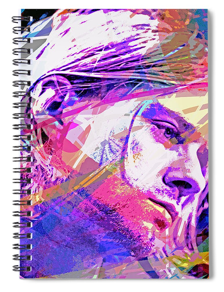 Rock Star Spiral Notebook featuring the painting Kurt Cobain 27 by David Lloyd Glover