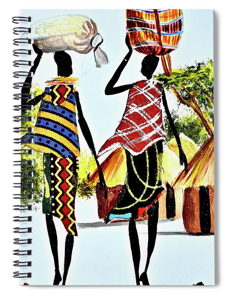 African Artists Spiral Notebook featuring the painting L-235 by Albert Lizah
