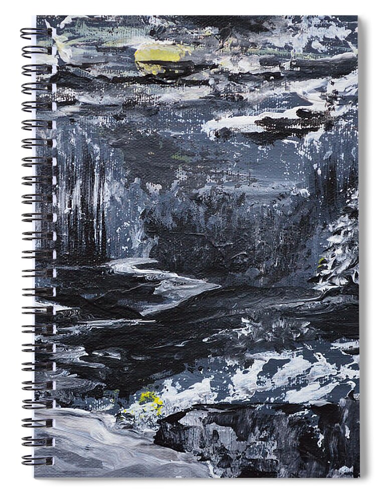 Moon Spiral Notebook featuring the painting La lune de l'hiver noir Black Winters Moon by Alys Caviness-Gober