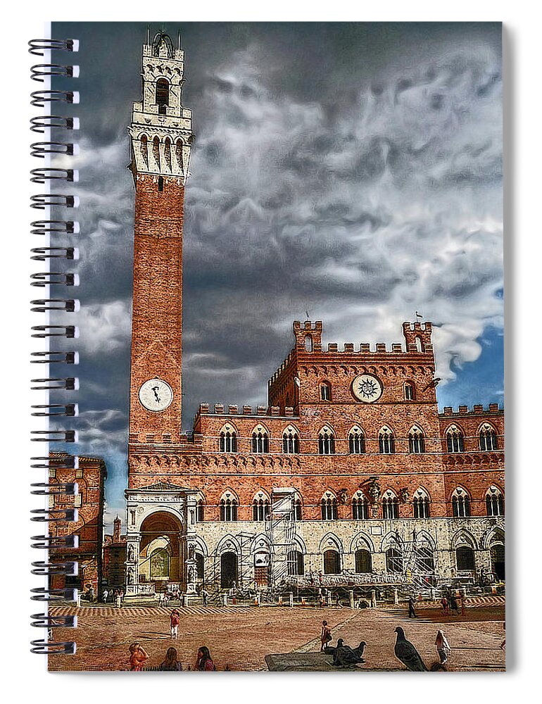Piazza Spiral Notebook featuring the photograph La Piazza by Hanny Heim