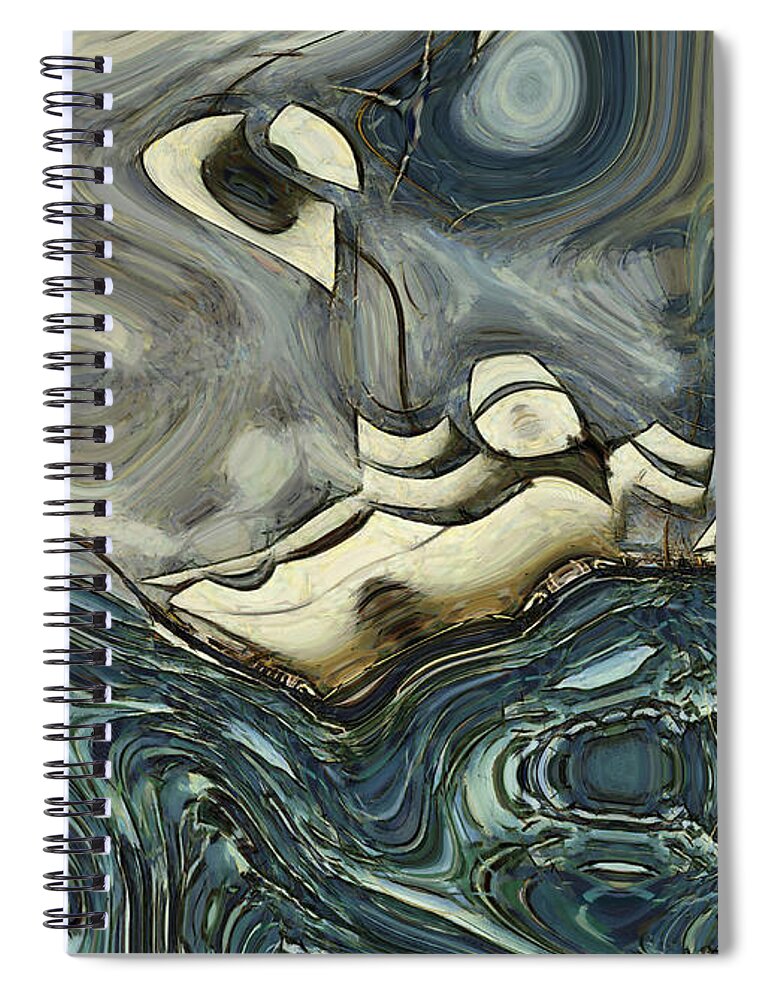 Abstract Spiral Notebook featuring the digital art La Tempete - s01a-301b by Variance Collections