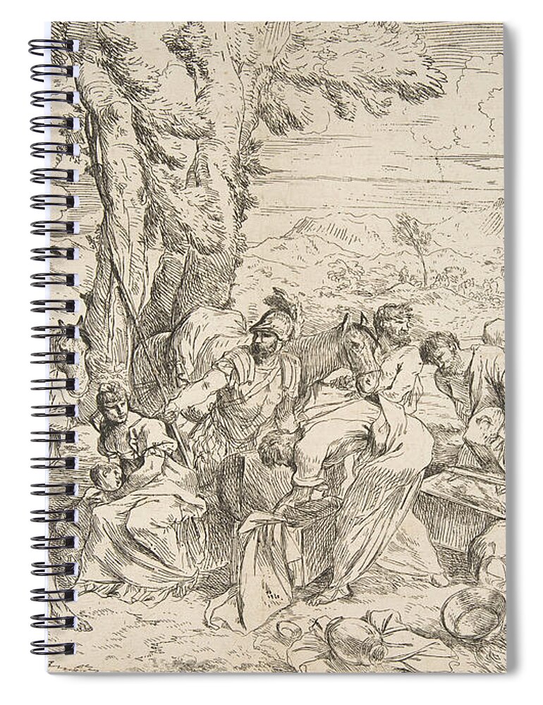 17th Century Art Spiral Notebook featuring the relief Laban searching for idols among Jacob's possessions by Giovanni Benedetto Castiglione