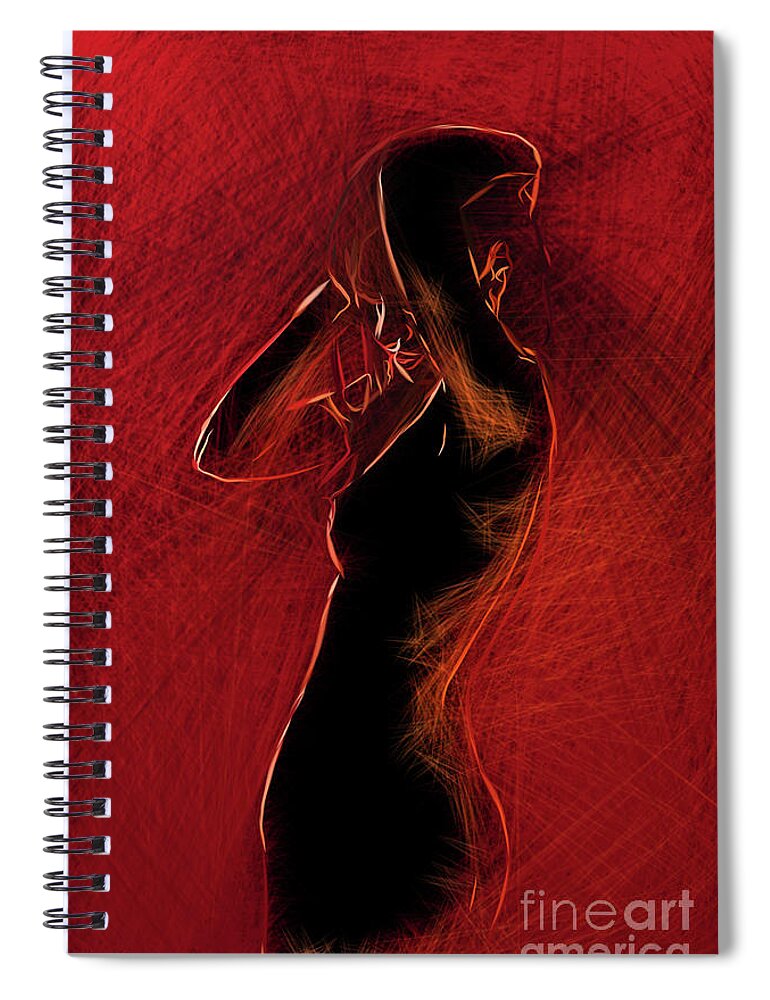 Red Spiral Notebook featuring the digital art Lady in Red I by Humphrey Isselt