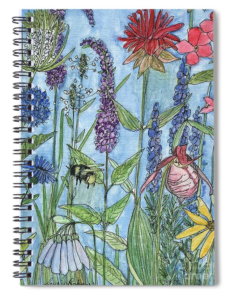 Laurie Rohner Spiral Notebook featuring the painting Lady Slipper in my Garden by Laurie Rohner